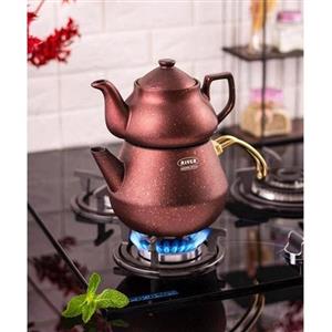 کتری قوری گرانیتی ریور رنگ بنفش بادمجانی با قوری چینی اعلا