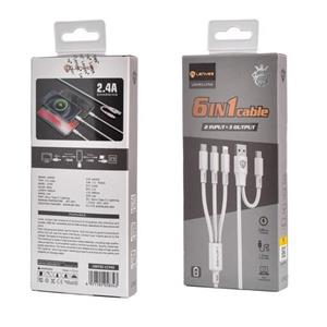 کابل تبدیل USB USB-C به لایتنینگmicroUSBUSB-C لنیز مدل LC945 طول 1.2 متر