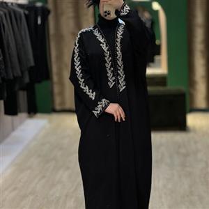 ست عبا و شال کرپ اماراتی ندا اصل کره جواهر دوزی هنر دست شیک و مجلسی