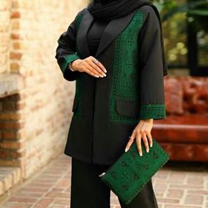 مانتو و شلوار و کیف مدل اوان جنس پارچه مکانیک پرشیا سایز بندی 38تا48