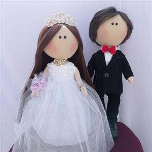 عروسک عروس وداماد روسی عروس30سانت داماد35سانت سر چرخشی لباسها قابل تعویض وشستشو مو قابل شانه شدن وحالت دادن