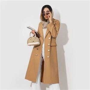 مانتو مازراتی بلند 8 دکمه دارای رنگبندی با ارسال رایگان