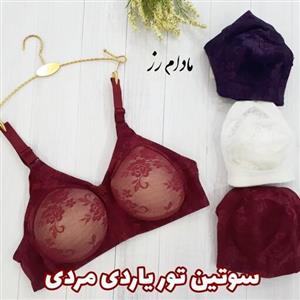 سوتین حریر یاردی گلدار کاپ پرسی مردی سایز بندی 75 80 85 90 بدون فنر