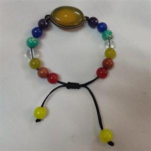 دستبند هفت چاکرا با نگین عقیق و دعای شرف شمس سایز درشت