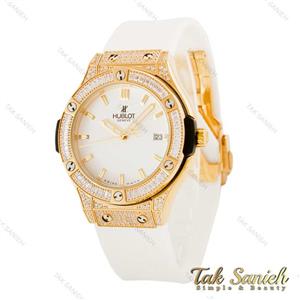 ساعت هابلوت زنانه طلایی فول نگین سفید Hublot-4496-L
