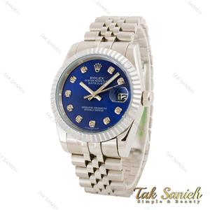 ساعت رولکس مردانه نقره ای صفحه سرمه ای Rolex-4529-G