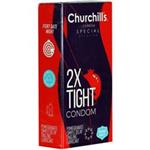 کاندوم خاردار تحریک و تنگ کننده  تاخیری 12 عددی چرچیلز مدل 2X TIGHT CONDOM بسته 12 عددی