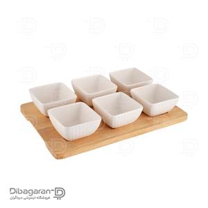 اردو خوری 6 خانه با سینی چوبی برند RIVER مدل 08D-2881 