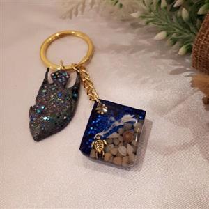 سرکلیدی رزینی نگین دریا با ماهی دستساز خانگی