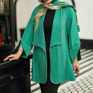 مانتو کتی شهرزاد جنس کتان کریستال  فری سایز 38 تا 48