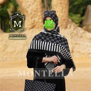 روسری نخی شیک سفیدمشکی( شال هم دارد )