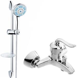 شیر حمام شیرالات رز مدل بیزانس کروم به همراه علم دوش حمام