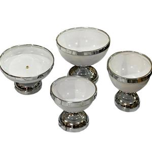 سرویس پذیرایی 4 تیکه فلز آبکاری شده رنگ ثابت قابل شستوشو مناسب برای پذیرایی در رنگ های مشکی کرمی