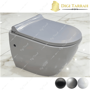 توالت فرنگی دیواری سفید، مشکی و طوسی