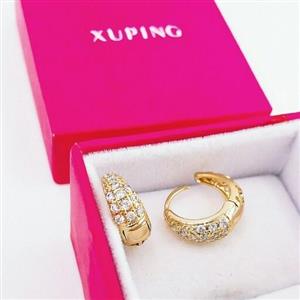 گوشواره ژوپینگ حلقه ای نگین دار ظریف Xuping طرح طلا