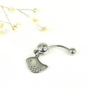 پیرسینگ ناف استیل آویز پرنده نقره ای کد 9266