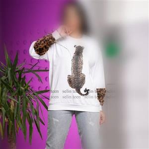 بلوز  پلنگی جنس دورس 2 نخ  نازک فری سایز رنگ بندی انبه ای نسکافه ای و قرمز  آستین و پایین تنه کش دار  مناسب همه سنین