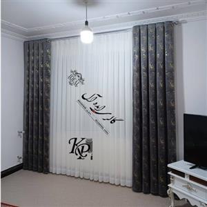 پرده حریر و والان مخمل کالیفرنیا طلاکوب عرض ۴ متر