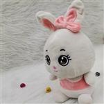عروسک پولیشی خرگوش پاپیونی صورتی رنگ