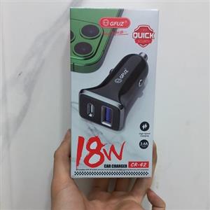 شارژر فندکی ماشین 2پورت فست شارژر 18وات درجه یک 3 آمپر شارژر فندکی