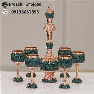سرویس تنگ و جام شربت خوری متوسط فیروزه کوبی مسی