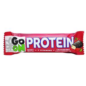 پروتئین بار وی ۷ ویتامین کرنبری و گوجی بری شکلاتی 50 گرم گوآن – go on
