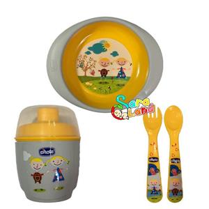 سرویس غذاخوری کودک 4 تکه Cihcco استپ دار طرح دختر و پسر خردلی