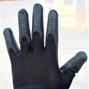 دستکش کار کف مواد  مشکی جین 12 جفتی پارچه شیاری (زبرا)