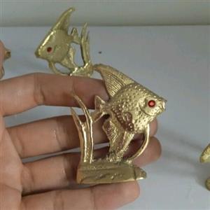 مجسمه برنزی ماهی (برنج اصل) مینیاتوری کوچک 6 سانتی هفت سینی