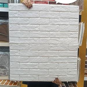 دیوارپوش فومی77در70  قابل شستشو وارداتی طرح آجر بهمنی سفید