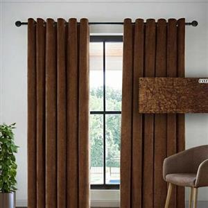 پرده مخمل شانل پانچ رنگ قهوه ای تیره