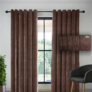 پرده مخمل شانل پانچ رنگ قهوه ای روشن