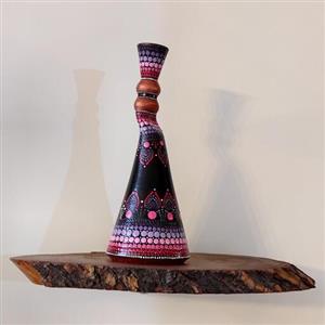 گلدان تزیینی دفرمه سفالی نقطه کوبی شده 20 سانتی