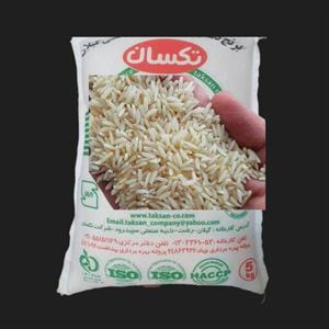 برنج ایرانی هاشمی برند تکسان وزن کیسه 5 کیلوئی سفید درشت باریک 