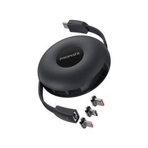 کابل تبدیل مغناطیسی USB-C به USB-C/ microUSB / لایتنینگ پرومیت مدل QUIVER.BLACK طول 1 متر