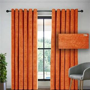 پرده پنل آماده مخمل شانل پانچ رنگ نارنجی (رنگ بندی کامل)