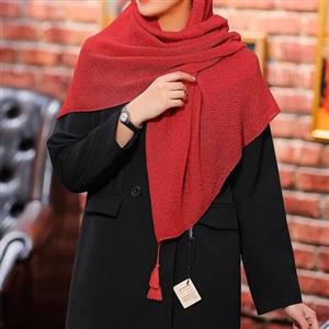 روسری پلیسه منگوله دار قواره 140 رنگ کرمی قرمز کاربنی طوسی سرمه ای