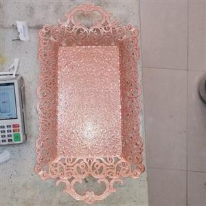 سینی جنس سیلور برند ترکی آسنا رنگ ثابت بسیار براق و زیبا در دو رنگ نقره ای و مسی