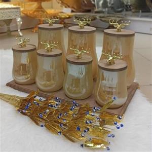 پاسماوری استند چوبی خمره ای سر گوزنی شیشه مات