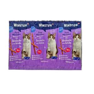 تشویقی مدادی یا اسنک گربه وینستون با طعم زغال ماهی آلاسکا و کفشک ماهی تکی WINSTON