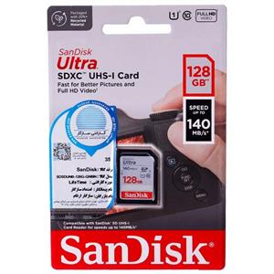 کارت حافظه SDXC سن دیسک مدل Ultra کلاس 10 استاندارد UHS-I U1 سرعت 140MB/s ظرفیت 128 گیگابایت