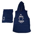 ست رکابی و شلوارک کلاهدار طرح POWER BODY FIT-NAVY