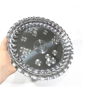 سینی استیل گرد لبه دالبری.  سینی استیل کنگره ای