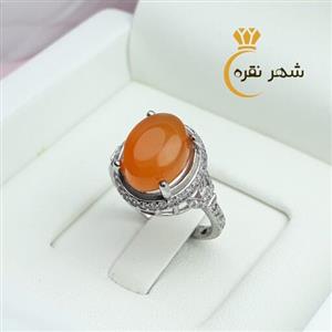 انگشتر زنانه عقیق یمنی پرتقالی