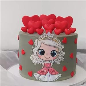کیک قلبی کیک دخترانه طوسی کیک قلبی