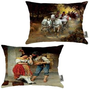 کوسن 2 عددی مخمل رنس مدل R21-10334-10337 سایز 47x33 سانتی متر