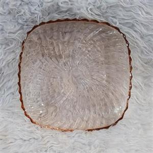 دیس مربعی شیشه ای سانتا کاوه قطر 27سانت با جعبه تک