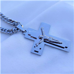 گردنبند صلیب نقره ای همراه زنجیر کارتیر