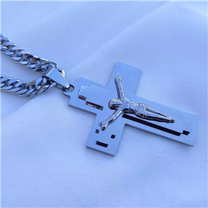 گردنبند صلیب نقره ای همراه زنجیر کارتیر
