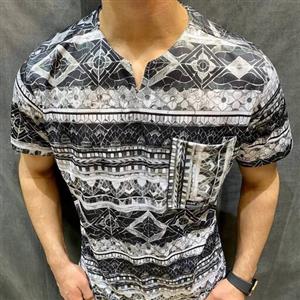 تیشرت یقه کوبایی مردانه لنین طرحدار(ارسال رایگان) تنخور شیک و عالی